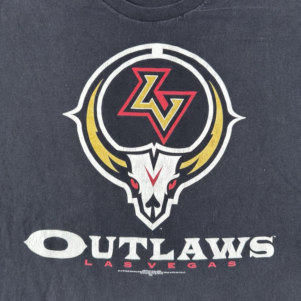 Vtg 2000 Las Vegas Outlaws‎ T Shirt Men's 2XL Black Short Sleeve XFL Football - Picture 4 of 16